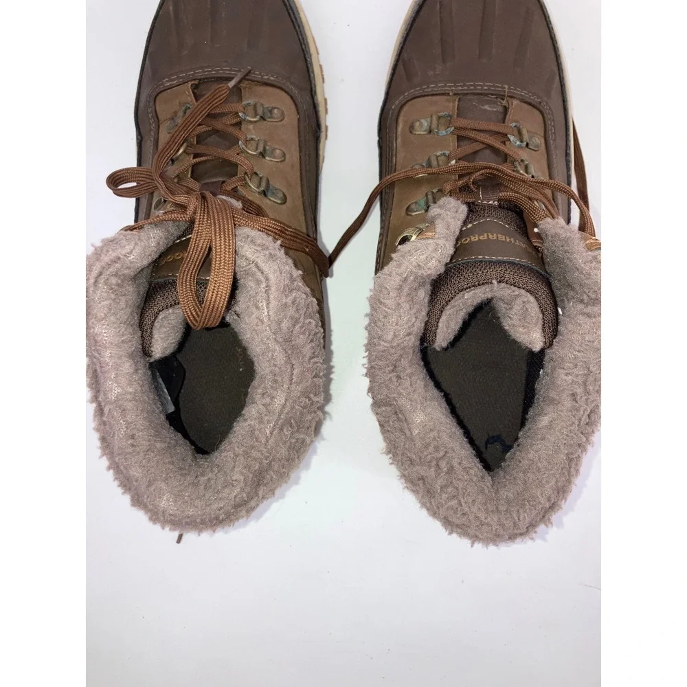 Weatherproof Slope Duck Boots Mens 12 Brown Faux Fur Lined Ankle 1624753